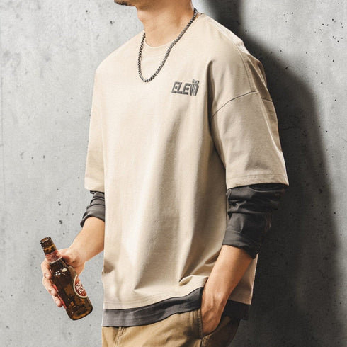 オーバーサイズレイヤードクルーネック長袖Tシャツ P2070