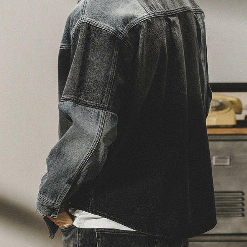 American Colorblocking Denim-shirt P0327