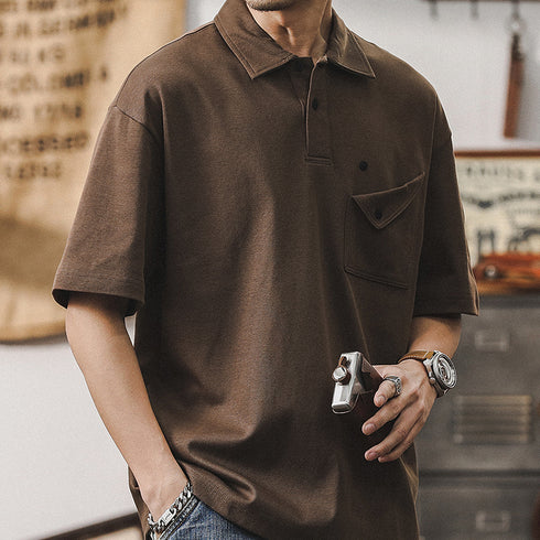 American Retro Polo Shirt Short-sleeved P0925