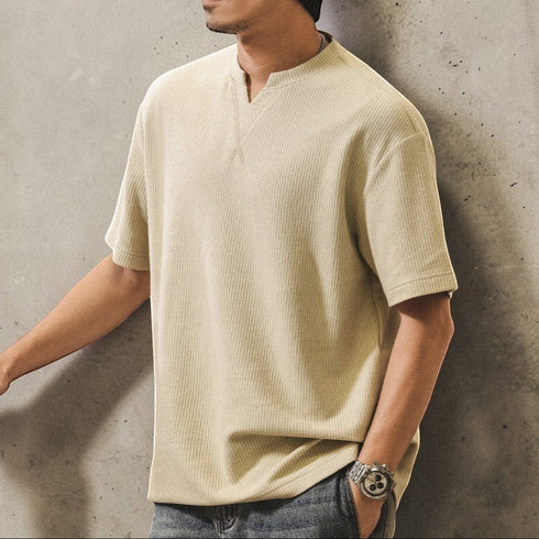 リブキーネック半袖Tシャツ P2003