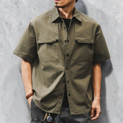【OUTLET/即納】フラップデザインポケットワーク半袖シャツ P2078