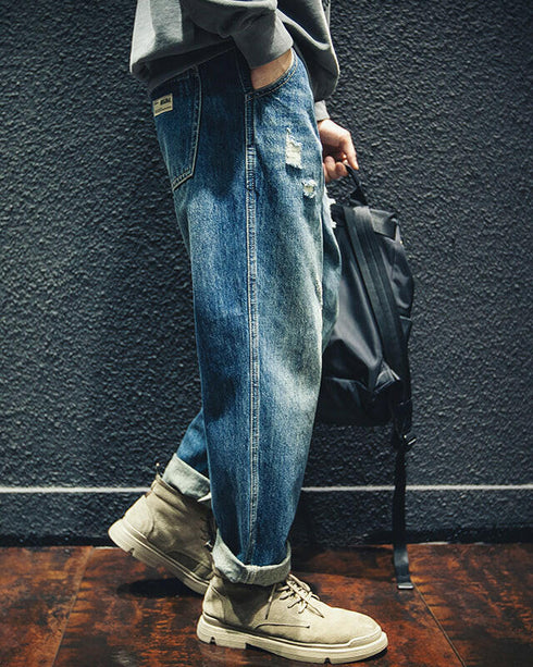 【BLUE LABEL】Ripped Straight Jeans P0019.
