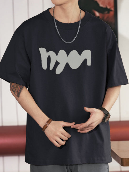 【OUTLET/即納】アブストラクトロゴワイドシルエット半袖Tシャツ P1371