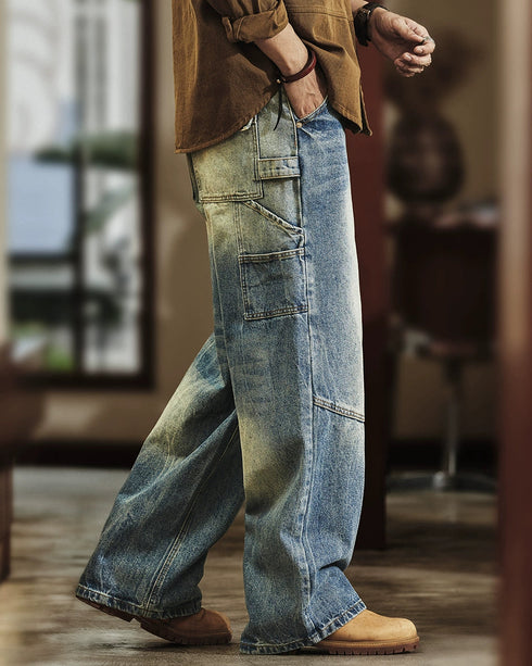 Vintage Design Denim Painter Pants P1328