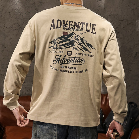 Mountain Print Long-sleeved T-shirt P1043