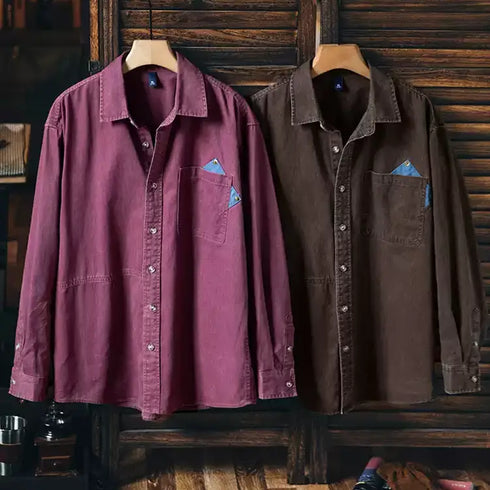 Contrasting Color Stitched Pocket Shirt P1175