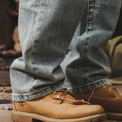 Straight Pants Washed Casual Pants P1238