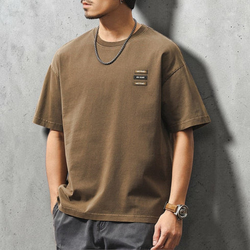 パッチアクセントクルーネックTシャツ P2109