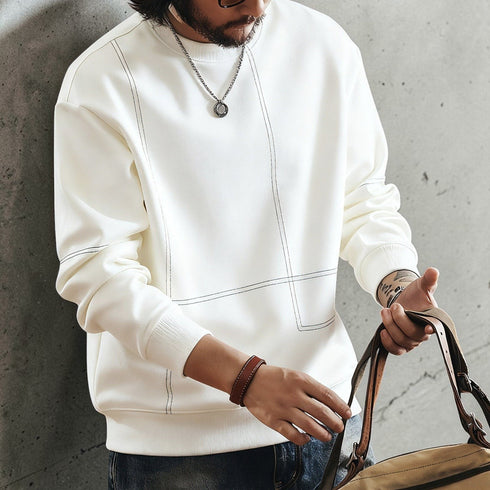 シンプルラインステッチアクセント長袖スウェット P1996