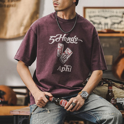 Loose Tops Retro Washed T-shirt P1002