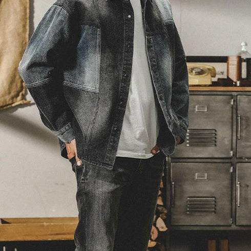 American Colorblocking Denim-shirt P0327