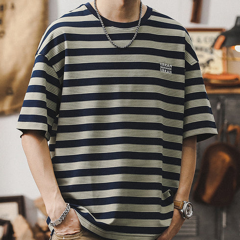 Short-sleeved T-shirt Striped Top P0961