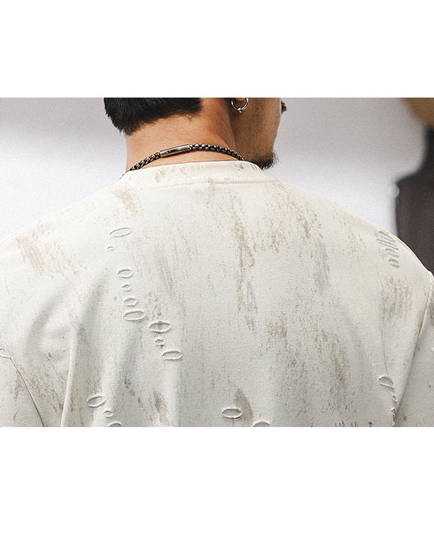 Abstract Bleach Damage Short Sleeve T-Shirt P1382