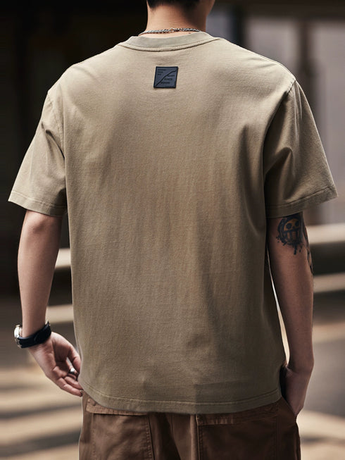 Neck Lettering Minimal Design Short Sleeve T-Shirt P1345