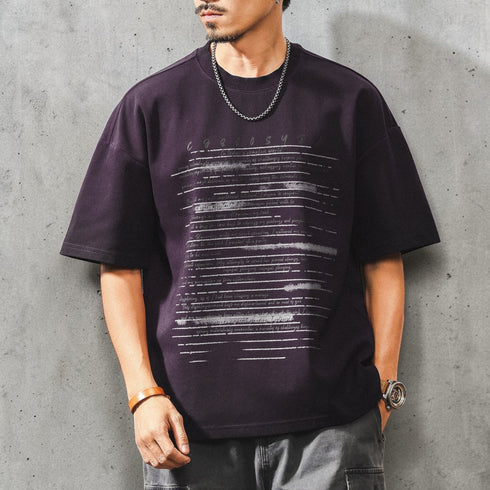 カスレプリントドロップショルダー半袖Tシャツ P2088