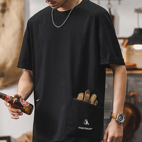 【OUTLET/即納】アシンメトリーポケット半袖Tシャツ P0920