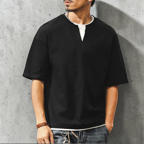 キーネックレイヤード半袖Tシャツ P2020