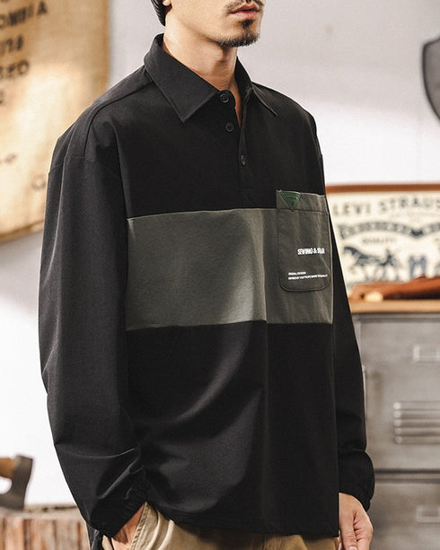 Utility Pocket Design Colorblock Polo Shirt P1314