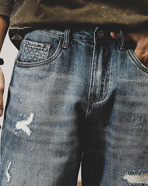 Crash Patch Denim Pants P1537