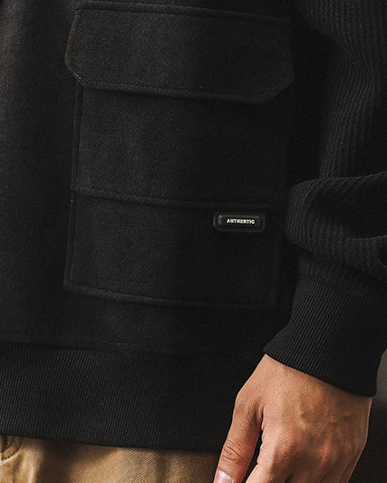 Contrast Line Design Pocket Sweatshirt P1572