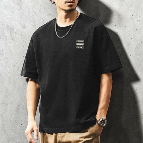 パッチアクセントクルーネックTシャツ P2109