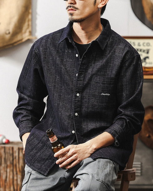 【OUTLET/即納】Stylish Textured Pattern Long Sleeve Shirt P1321