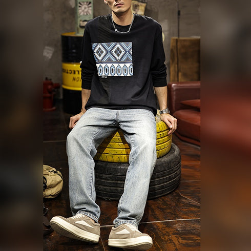 American Retro Long-sleeved T-shirt P1038