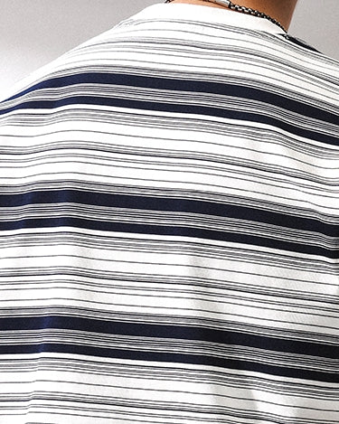 Navy Border Simple Short Sleeve T-shirt P1438