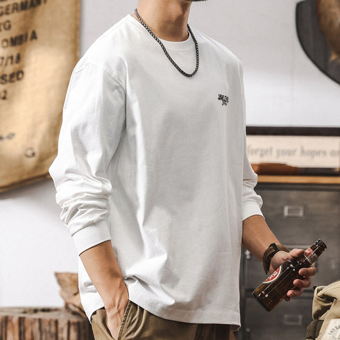 Casual White Long-sleeved T-shirt P1235