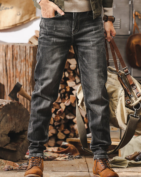 Retro Biker Straight Jeans P1282