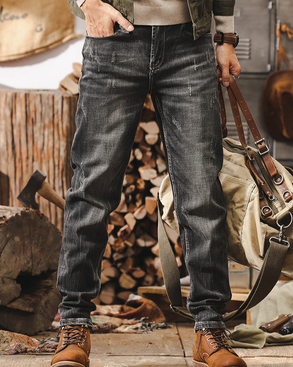 Retro Biker Straight Jeans P1282