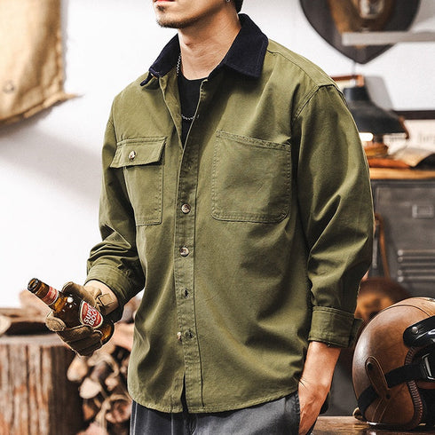 【OUTLET】コーデュロイカラーワークシャツ P1258