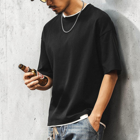 レイヤードネックリラックス半袖Tシャツ P2033
