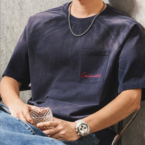 ピグメントウォッシュバックプリント半袖Tシャツ P2044