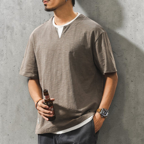 キーネックレイヤード半袖Tシャツ P2025