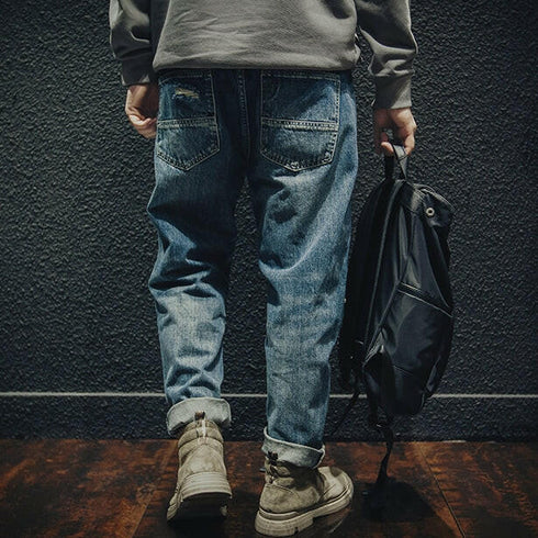 【OUTLET/即納】ダメージフェードデニムロングパンツ P0002