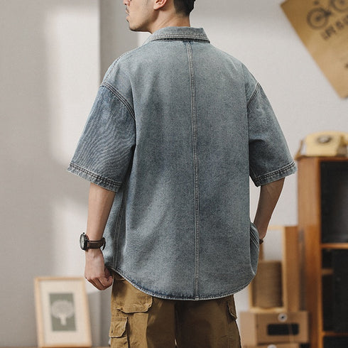 Summer Denim Shirt Short-sleeved P1017