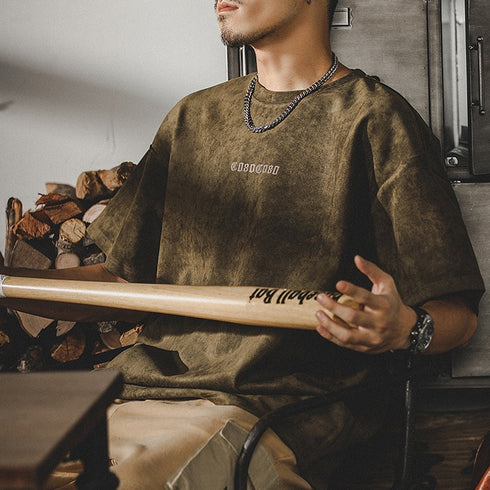 【OUTLET/即納】Distressed Drape Short-sleeved T-shirt P0999