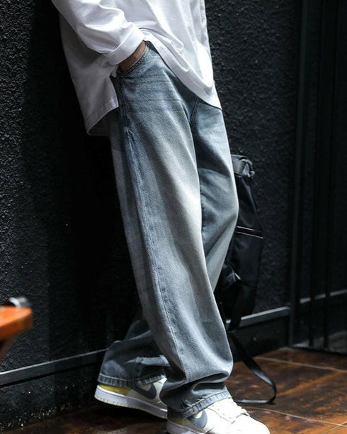 【OUTLET/即納】ウォッシュドワイドストレートジーンズ P0063