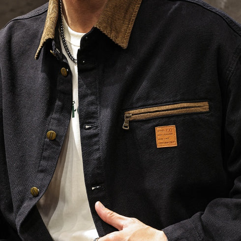 Contrast Lapel Long Sleeve Shirt P1052