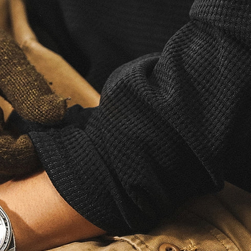 Classic Silhouette Waffle Zip Long Sleeve Top P1363