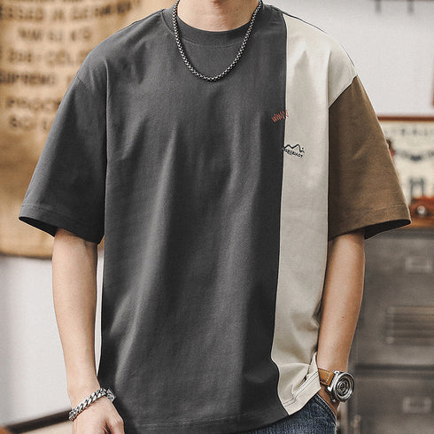Contrast Color Short-sleeved T-shirt P0938
