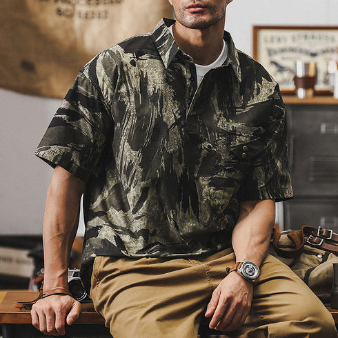 Loose Camouflage Casual Half-sleeved Polo Shirt P0950