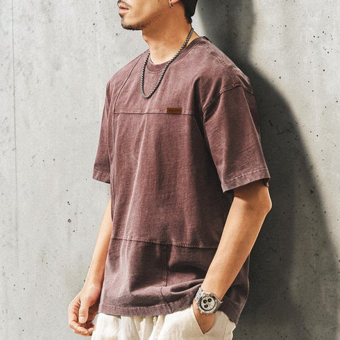 ウォッシュドパッチディテール半袖Tシャツ P2046