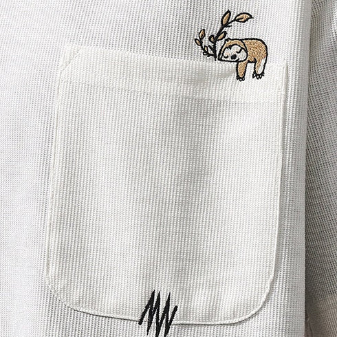 【OUTLET/即納】ワッフルテクスチャーアニマルワンポイントTシャツ P1278