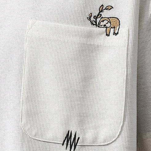 Waffle Texture Animal One Point T-Shirt P1278