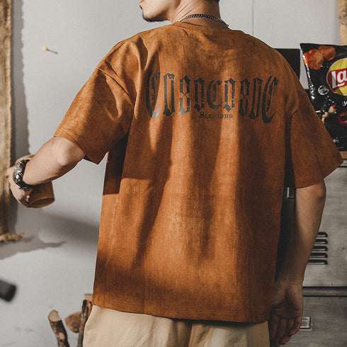 American Retro Washed T-shirt Short-sleeved P0913