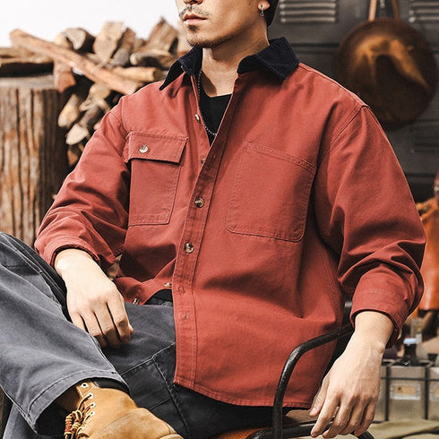【OUTLET】コーデュロイカラーワークシャツ P1258