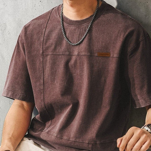 ウォッシュドパッチディテール半袖Tシャツ P2046