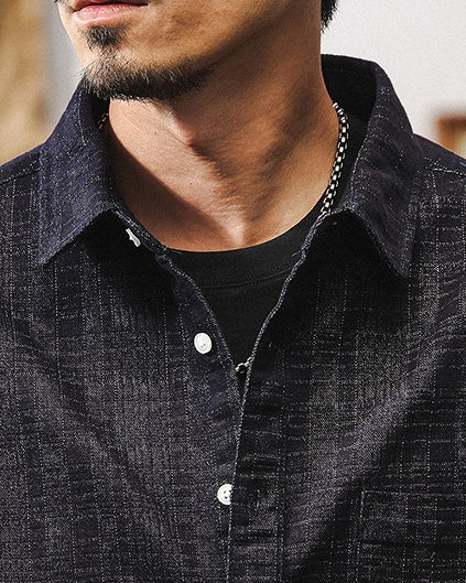 【OUTLET/即納】Stylish Textured Pattern Long Sleeve Shirt P1321